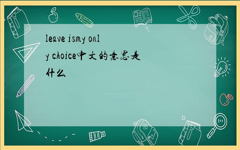 leave ismy only choice中文的意思是什么