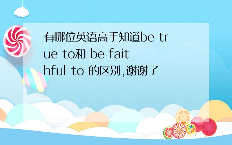 有哪位英语高手知道be true to和 be faithful to 的区别,谢谢了