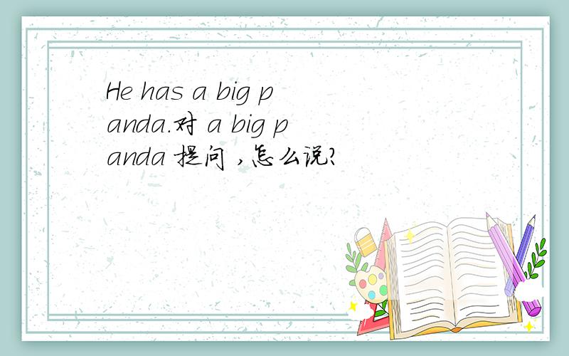 He has a big panda.对 a big panda 提问 ,怎么说?