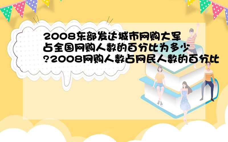 2008东部发达城市网购大军占全国网购人数的百分比为多少?2008网购人数占网民人数的百分比