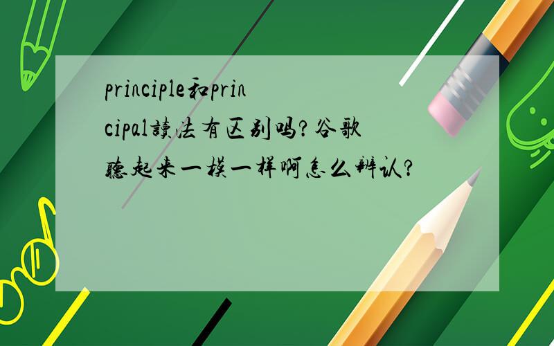 principle和principal读法有区别吗?谷歌听起来一模一样啊怎么辨认?