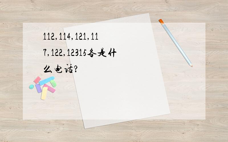 112,114,121,117,122,12315各是什么电话?