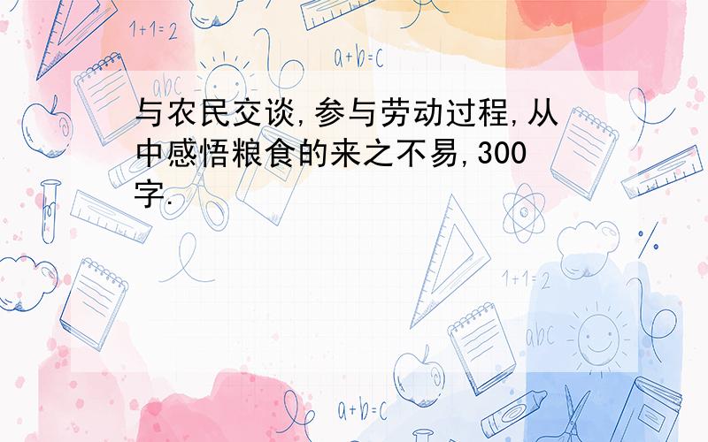 与农民交谈,参与劳动过程,从中感悟粮食的来之不易,300字.