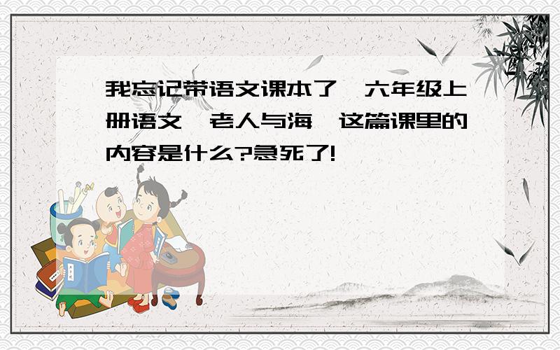 我忘记带语文课本了,六年级上册语文《老人与海》这篇课里的内容是什么?急死了!