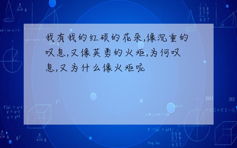 我有我的红硕的花朵,像沉重的叹息,又像英勇的火炬,为何叹息,又为什么像火炬呢