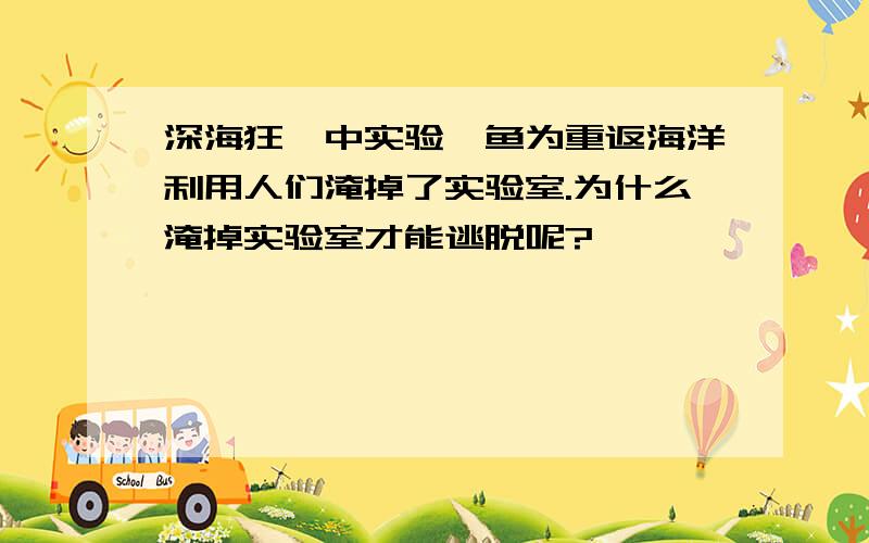 深海狂鲨中实验鲨鱼为重返海洋利用人们淹掉了实验室.为什么淹掉实验室才能逃脱呢?