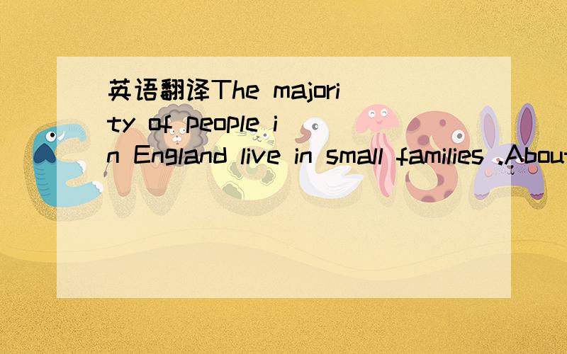 英语翻译The majority of people in England live in small families .About a quarter of houses in England have only one person in them.Some of these are old people but some are people in their twenties and thirties who choose to live alone them.35 p