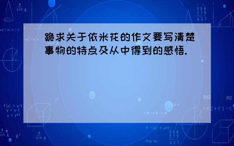 跪求关于依米花的作文要写清楚事物的特点及从中得到的感悟.