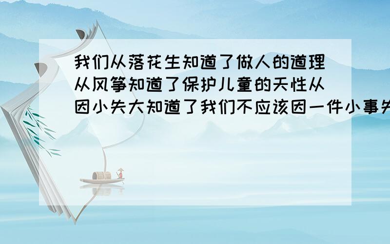 我们从落花生知道了做人的道理从风筝知道了保护儿童的天性从因小失大知道了我们不应该因一件小事失去不应该失去的东西还有哪些文章让你受到启发