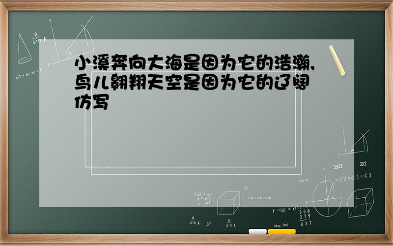 小溪奔向大海是因为它的浩瀚,鸟儿翱翔天空是因为它的辽阔 仿写