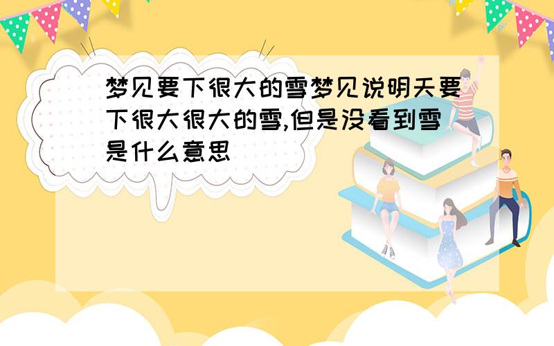 梦见要下很大的雪梦见说明天要下很大很大的雪,但是没看到雪是什么意思