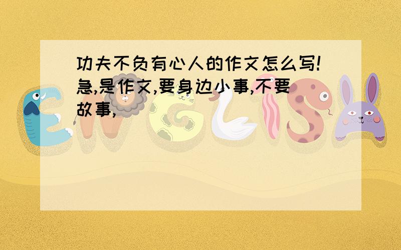 功夫不负有心人的作文怎么写!急,是作文,要身边小事,不要故事,