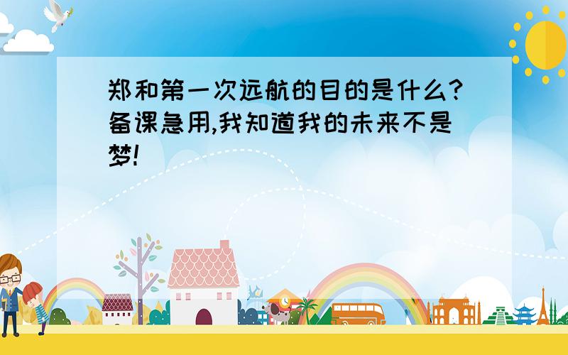 郑和第一次远航的目的是什么?备课急用,我知道我的未来不是梦!