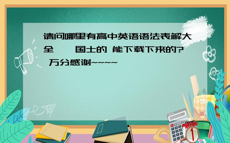 请问哪里有高中英语语法表解大全,闫国士的 能下载下来的? 万分感谢~~~~