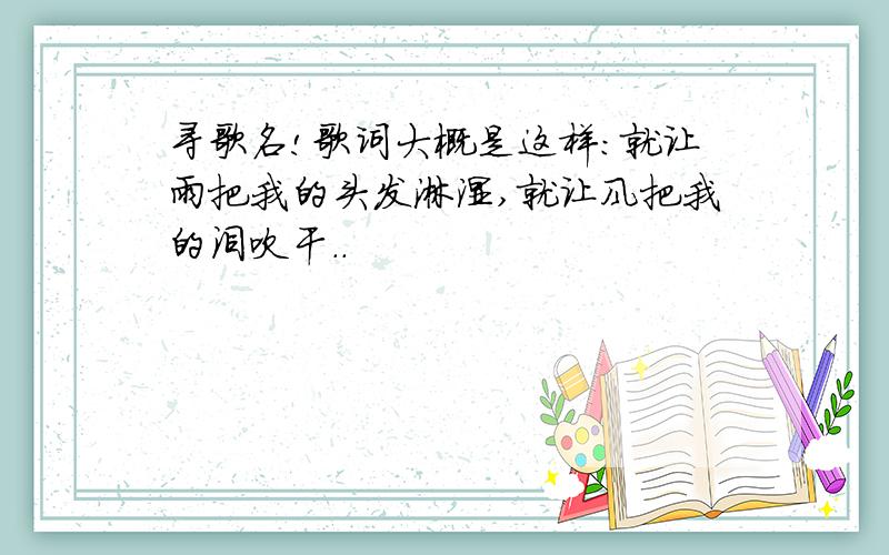 寻歌名!歌词大概是这样:就让雨把我的头发淋湿,就让风把我的泪吹干..