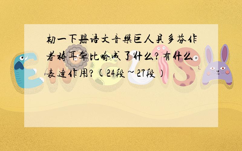 初一下册语文音乐巨人贝多芬作者将耳聋比喻成了什么?有什么表达作用?(24段~27段）