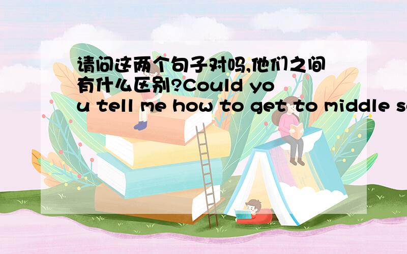 请问这两个句子对吗,他们之间有什么区别?Could you tell me how to get to middle school.Could you tell me how we can get to middle school.