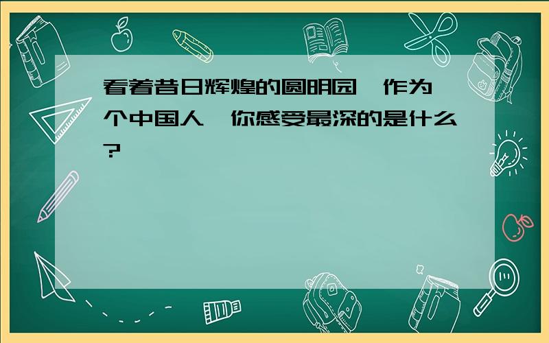 看着昔日辉煌的圆明园,作为一个中国人,你感受最深的是什么?