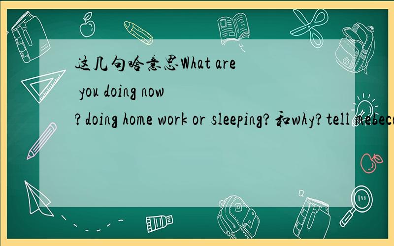 这几句啥意思What are you doing now?doing home work or sleeping?和why?tell mebecause是什么意思