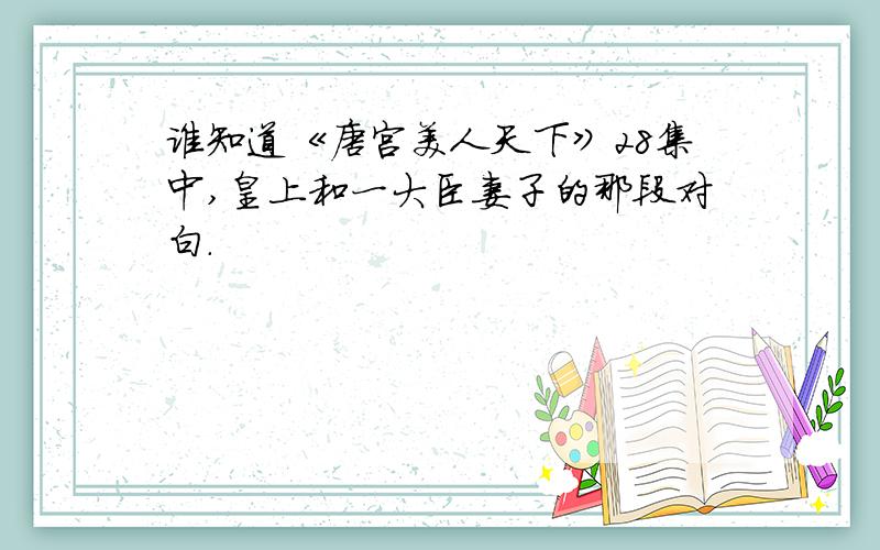 谁知道《唐宫美人天下》28集中,皇上和一大臣妻子的那段对白.