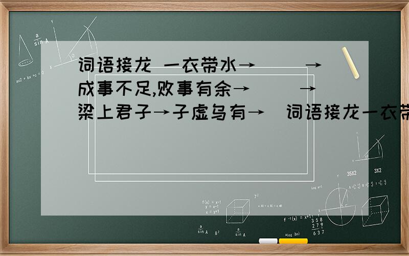 词语接龙 一衣带水→（ ）→成事不足,败事有余→（ ）→梁上君子→子虚乌有→（词语接龙一衣带水→（ ）→成事不足,败事有余→（ ）→梁上君子→子虚乌有→（ ）→患得患失→失而复