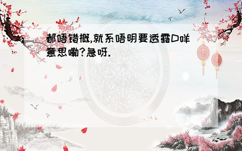 都唔错概,就系唔明要透露D咩意思嘞?急呀.