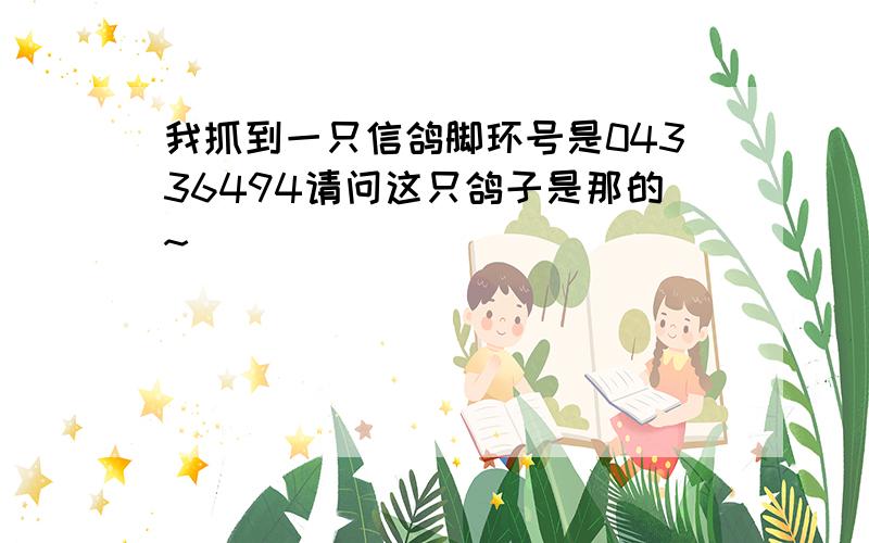 我抓到一只信鸽脚环号是04336494请问这只鸽子是那的~