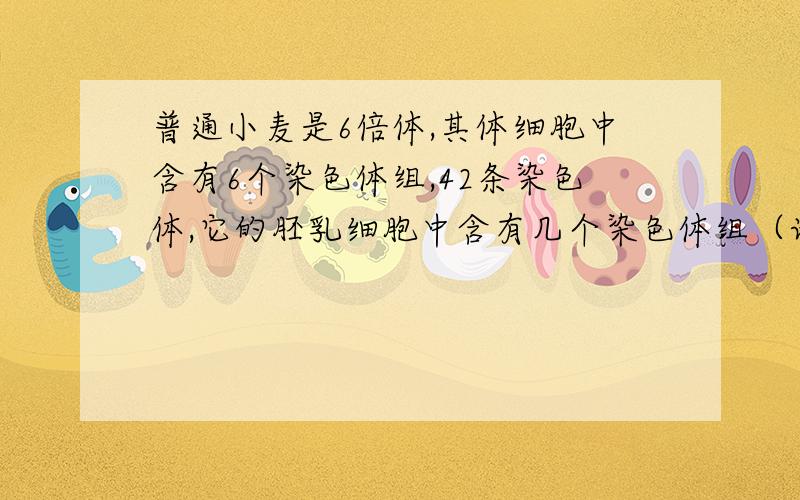 普通小麦是6倍体,其体细胞中含有6个染色体组,42条染色体,它的胚乳细胞中含有几个染色体组（请详细解释一下）