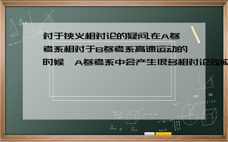 对于狭义相对论的疑问.在A参考系相对于B参考系高速运动的时候,A参考系中会产生很多相对论效应.但是此时B参考系也在相对A参考系运动啊!为什么不能说B参考系里面也发生了相同的相对论效