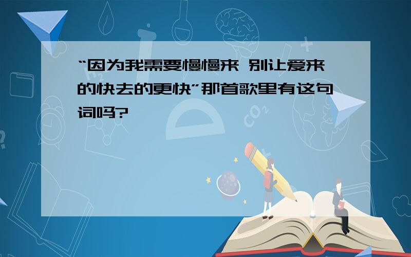 “因为我需要慢慢来 别让爱来的快去的更快”那首歌里有这句词吗?