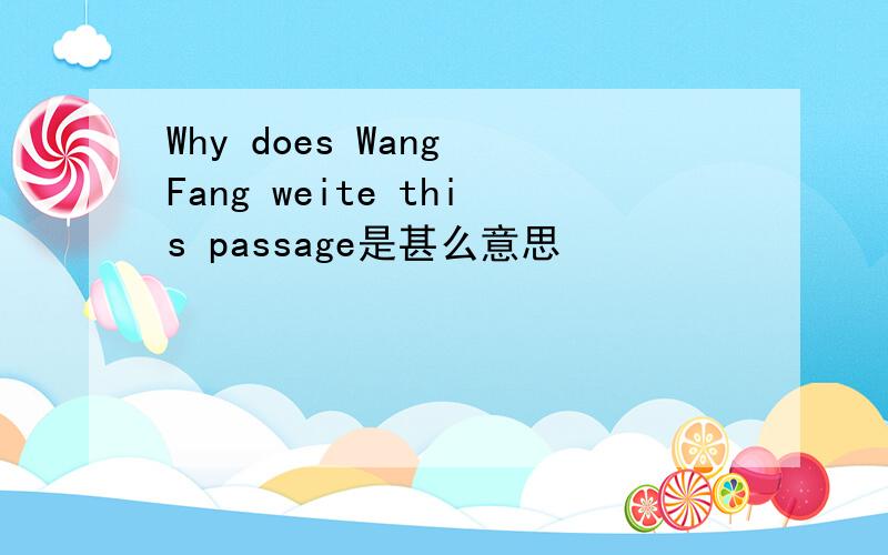 Why does Wang Fang weite this passage是甚么意思