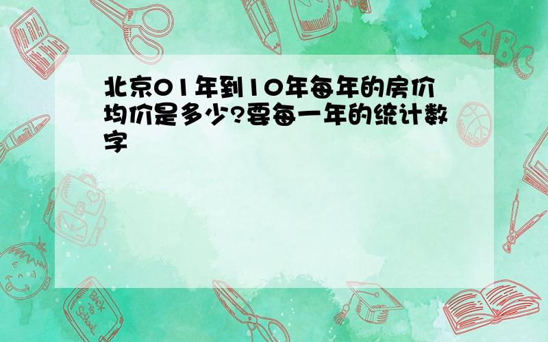 北京01年到10年每年的房价均价是多少?要每一年的统计数字