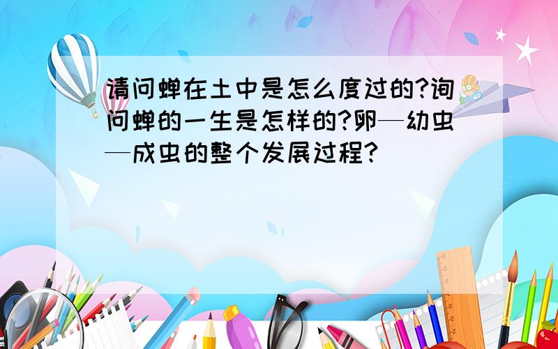 请问蝉在土中是怎么度过的?询问蝉的一生是怎样的?卵—幼虫—成虫的整个发展过程?