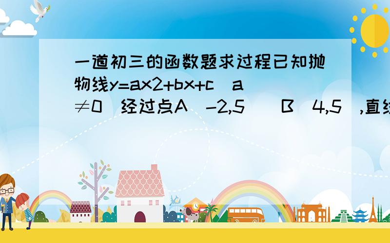 一道初三的函数题求过程已知抛物线y=ax2+bx+c(a≠0)经过点A(-2,5)  B(4,5),直线y=kx-1经过点A,并且与抛物线的对称轴交于P,则点P的坐标是?