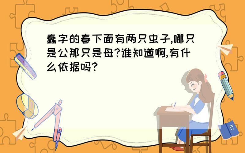 蠢字的春下面有两只虫子,哪只是公那只是母?谁知道啊,有什么依据吗?