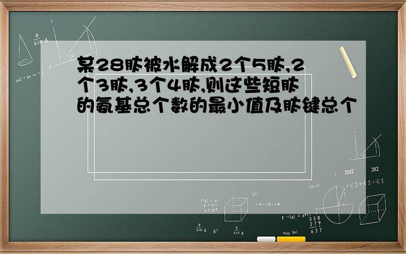 某28肽被水解成2个5肽,2个3肽,3个4肽,则这些短肽的氨基总个数的最小值及肽键总个