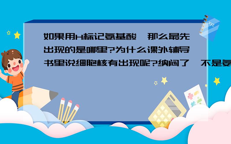 如果用H标记氨基酸,那么最先出现的是哪里?为什么课外辅导书里说细胞核有出现呢?纳闷了,不是氨基酸吗,怎么可能出现