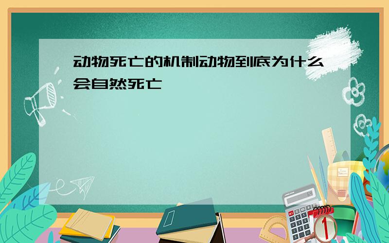 动物死亡的机制动物到底为什么会自然死亡,