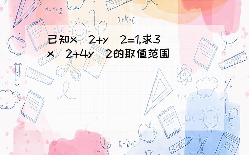 已知x^2+y^2=1,求3x^2+4y^2的取值范围