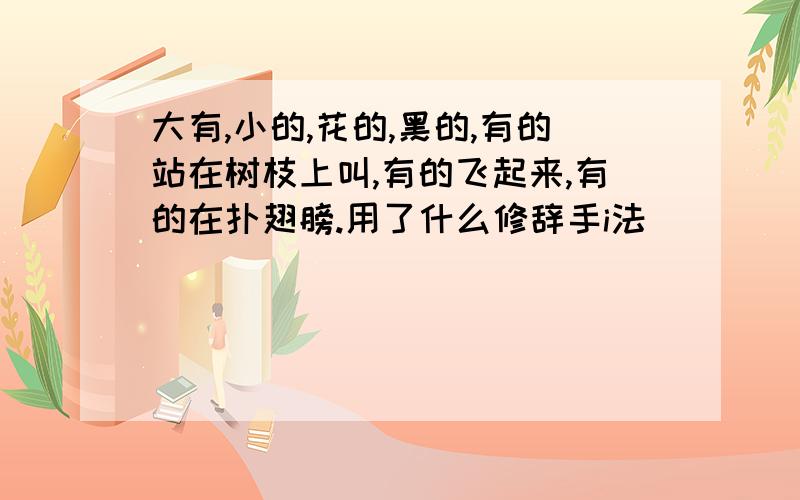 大有,小的,花的,黑的,有的站在树枝上叫,有的飞起来,有的在扑翅膀.用了什么修辞手i法