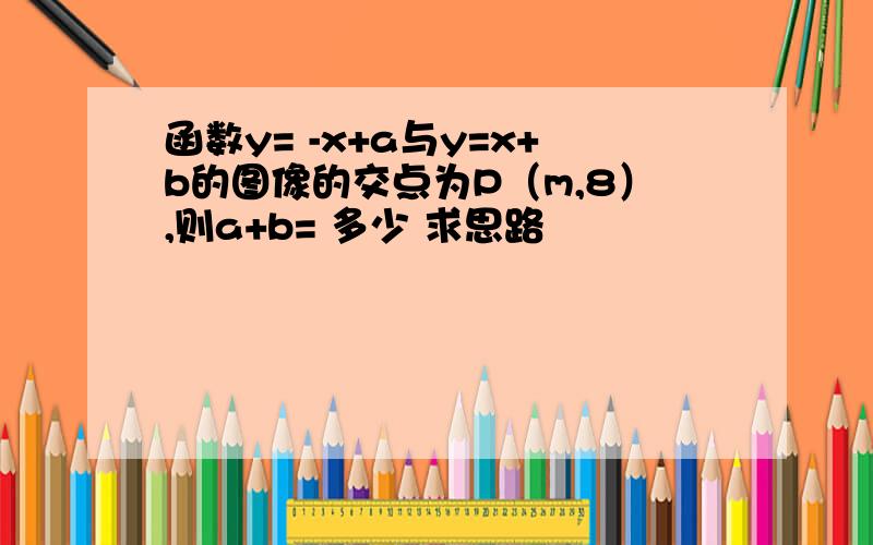 函数y= -x+a与y=x+b的图像的交点为P（m,8）,则a+b= 多少 求思路