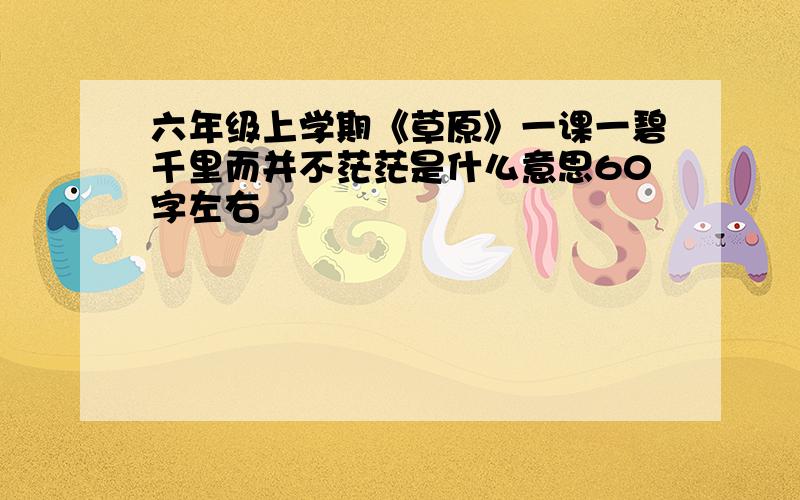 六年级上学期《草原》一课一碧千里而并不茫茫是什么意思60字左右