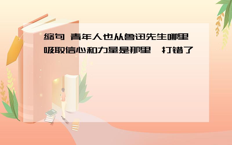 缩句 青年人也从鲁迅先生哪里吸取信心和力量是那里,打错了