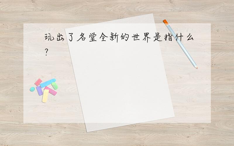 玩出了名堂全新的世界是指什么?