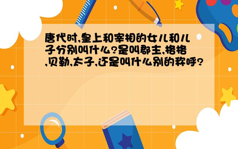 唐代时,皇上和宰相的女儿和儿子分别叫什么?是叫郡主,格格,贝勒,太子,还是叫什么别的称呼?