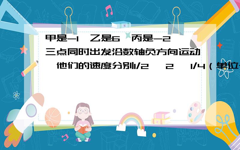 甲是-1,乙是6,丙是-2,三点同时出发沿数轴负方向运动,他们的速度分别1/2 ,2 ,1/4（单位长度）,当乙追上丙时,乙是否追上了甲?为什么?help me!sorry,打错了，乙是5