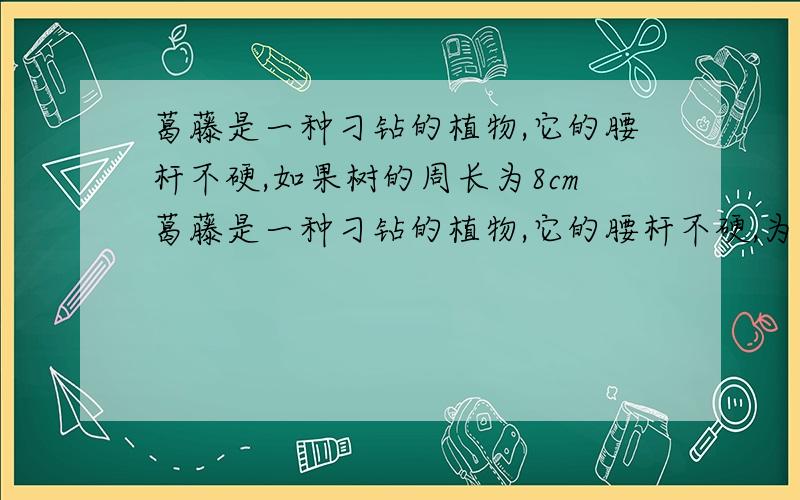 葛藤是一种刁钻的植物,它的腰杆不硬,如果树的周长为8cm葛藤是一种刁钻的植物,它的腰杆不硬,为了争夺雨露阳光,常常绕着树干盘旋而上,它还有一手绝招,就是它绕树盘升的路线总是沿最短路