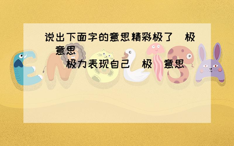 说出下面字的意思精彩极了（极）意思（            ）极力表现自己（极）意思（        ）糟糕透了（ 透） （       ）桃子熟透了（透）意思（       ）