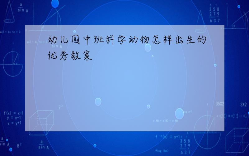 幼儿园中班科学动物怎样出生的优秀教案