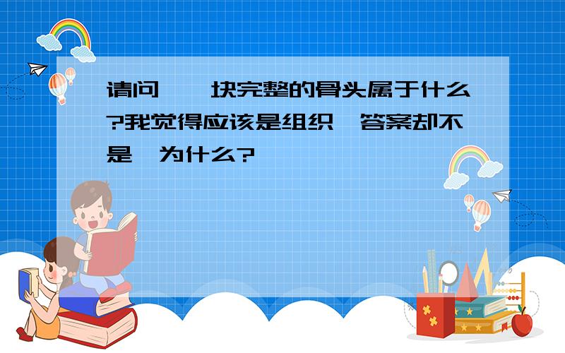 请问,一块完整的骨头属于什么?我觉得应该是组织,答案却不是,为什么?